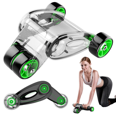 4-Wheel Ab Roller Machine – Foldable Core & Ab Trainer for Muscle Strength & Body Shaping